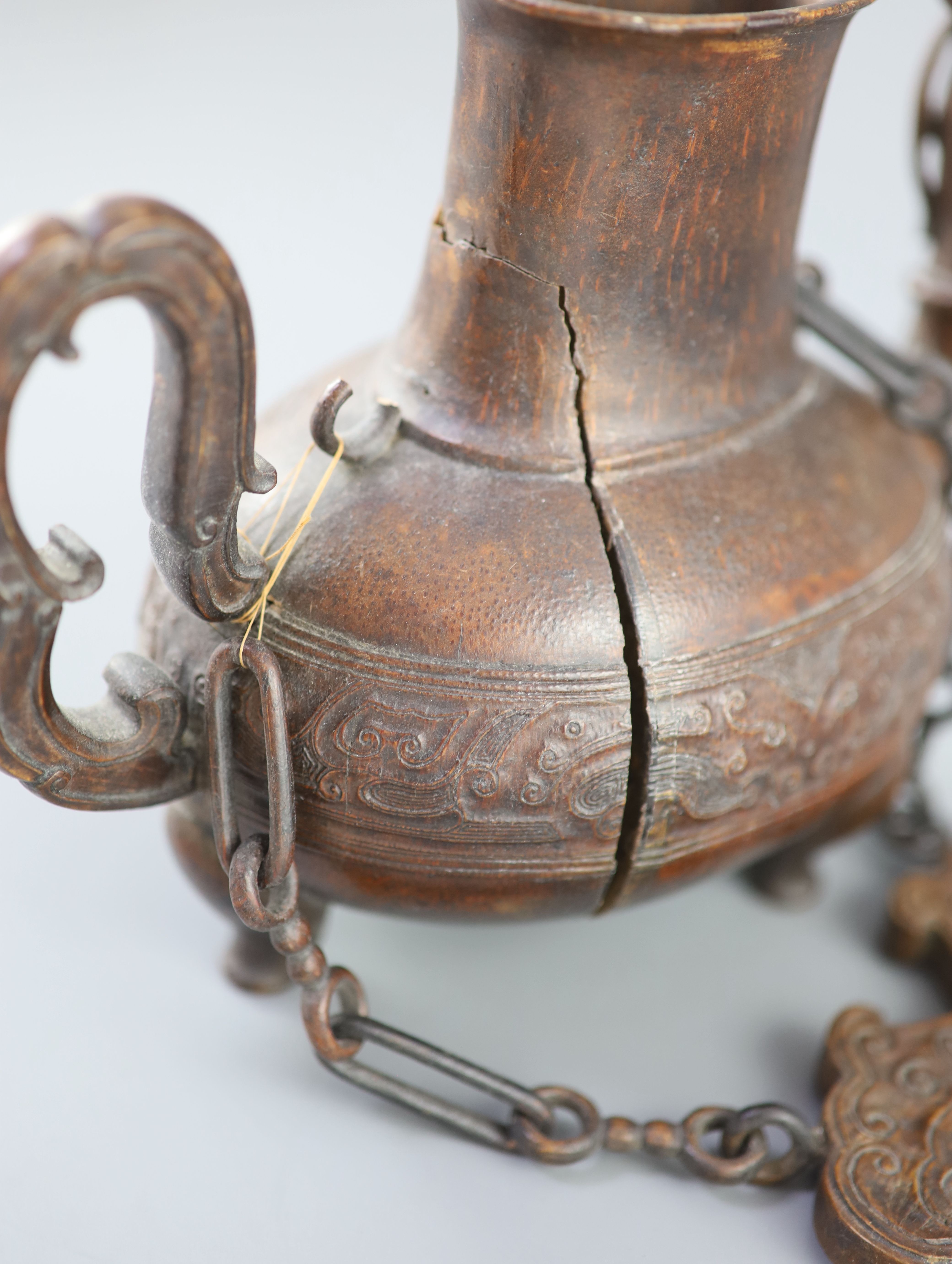 A rare Chinese archaistic bamboo model of a tripod ritual vessel, He, 18th century,